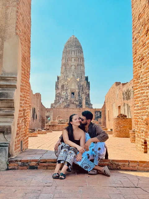 Julia and Nouh among temple ruins